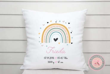 Regenbogen Kissen mit Namen KITA Einschulung Geburtstag Geburt Taufe Geburtskissen von Lüttentüddel®